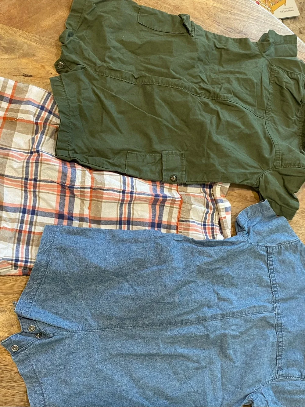 Lot of Baby Short-Sleeve Plaid Rompers - Beige & Blue, Jean, Olive